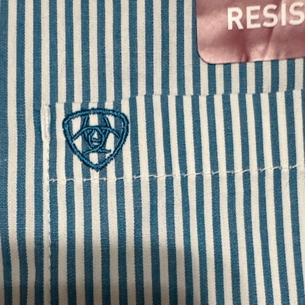 Ariat Women's Blue and White Striped Button-Down Shirt - Picture 5 of 8